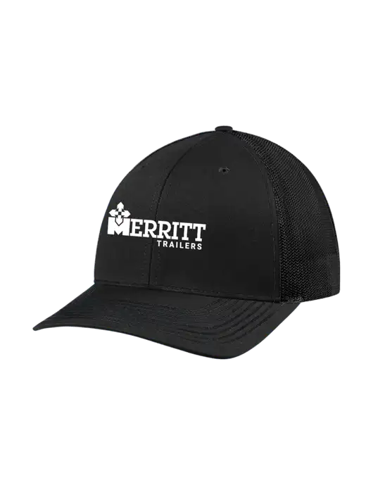 Richardson Adjustable Snapback Original 112 Trucker Cap Black w/Black Mesh w/Merritt Trailers Logo