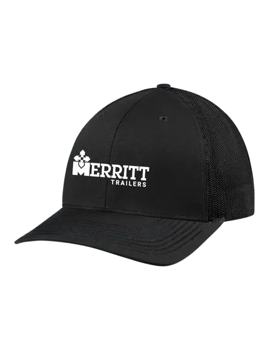 Richardson Adjustable Snapback Original 112 Trucker Cap Black w/Black Mesh w/Merritt Trailers Logo
