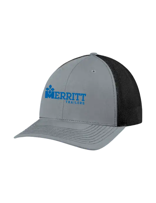 Richardson Adjustable Snapback Original 112 Trucker Cap Heather Grey w/Black Mesh w/Merritt Trailers Logo