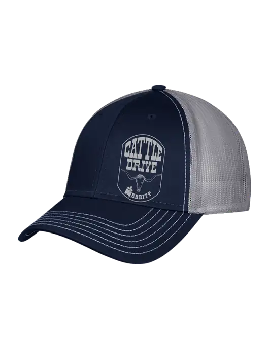 Navy/Grey Mesh Trucker Cap Snap Back w/Cattle Drive Logo