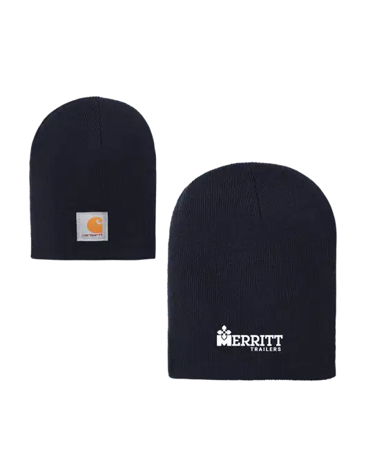 Carhartt Dark Navy Acrylic Knit Hat w/Merritt Trailers Logo