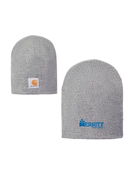Carhartt Light Grey Heather Acrylic Knit Hat w/Merritt Trailers Logo