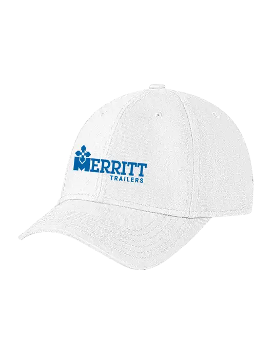 White Structured Soft Snap Closure Hook & Loop Cap w/Merritt Trailers Logo