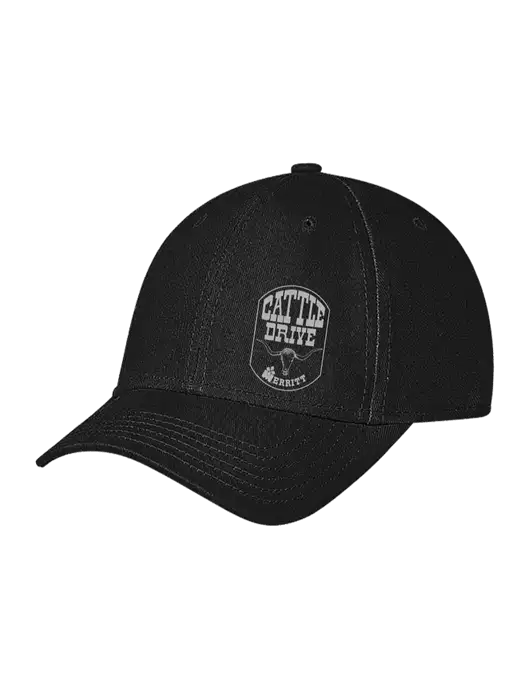 Black Structured Soft Snap Closure Hook & Loop Cap w/Cattle Drive Logo