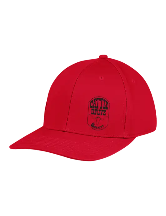 Premium Modern Structured Twill Red Snapback Cap w/Cattle Drive Logo