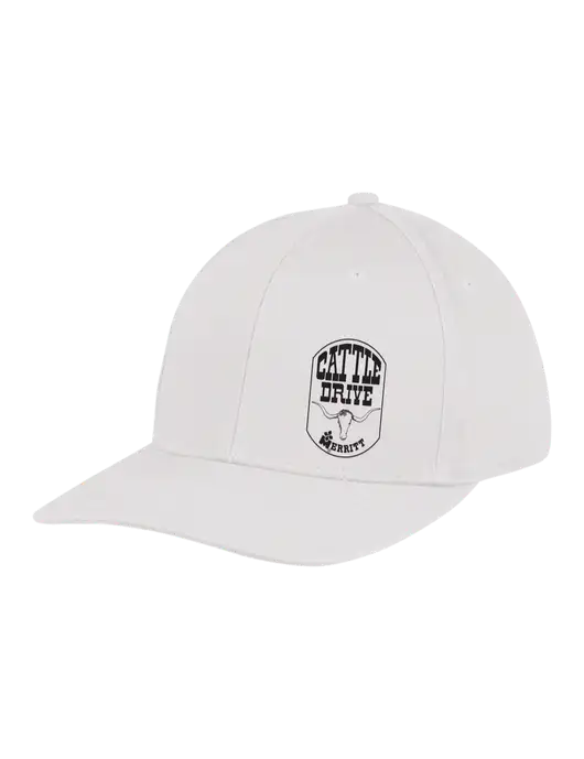 Premium Modern Structured Twill White Snapback Cap w/Cattle Drive Logo