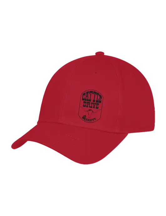 Red Structured Cap Hook & Loop w/Cattle Drive Logo