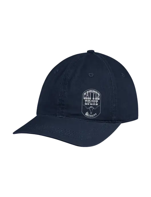 Garment Washed Unstructured Twill Navy Cap w/Cattle Drive Logo
