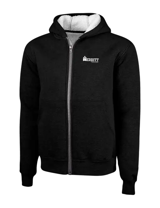 Cornerstone Black Heavyweight Sherpa Lined Hooded Fleece Jacket w/Merritt Trailers Logo