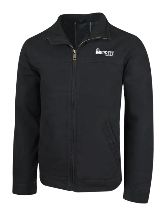 Cornerstone Black Washed Duck Cloth Flannel Lined Work Jacket w/Merritt Trailers Logo