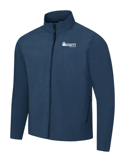 Navy Heather Core Soft Shell Jacket w/Merritt Trailers Logo