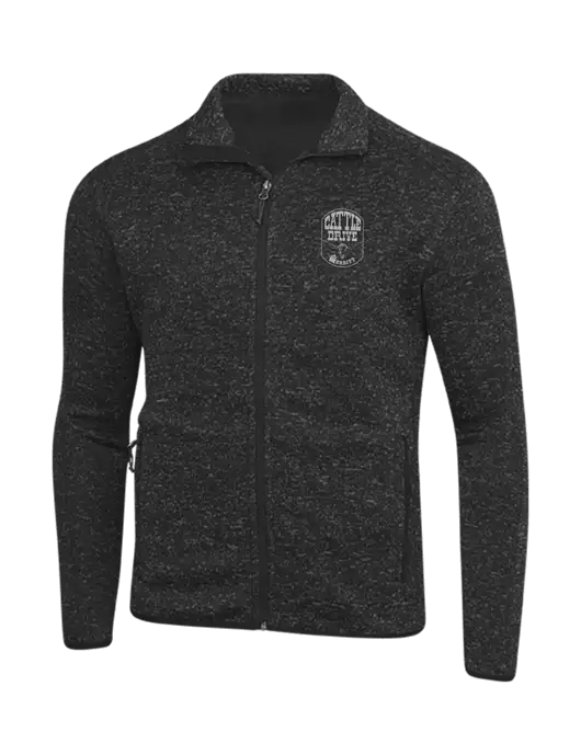 Black Heather Sweater Fleece Jacket w/Cattle Drive Logo