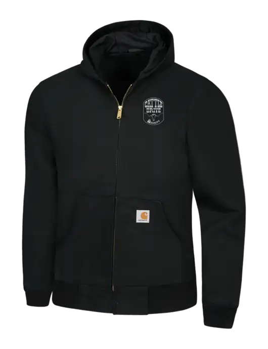 Carhartt Black Thermal Lined Duck Active Jacket w/Cattle Drive Logo