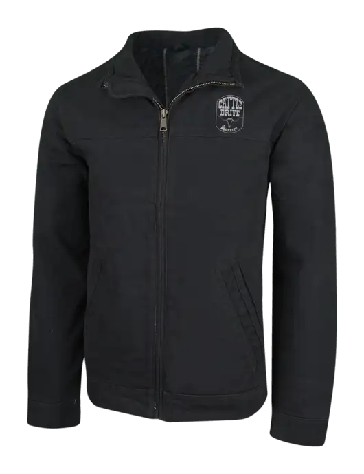 Cornerstone Black Washed Duck Cloth Flannel Lined Work Jacket w/Cattle Drive Logo