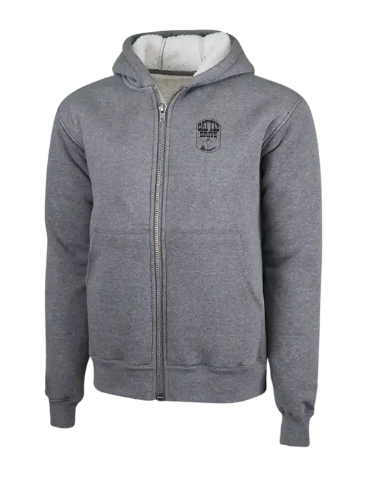 Cornerstone Grey Heather Heavyweight Sherpa Lined Hooded Fleece Jacket w/Cattle Drive Logo