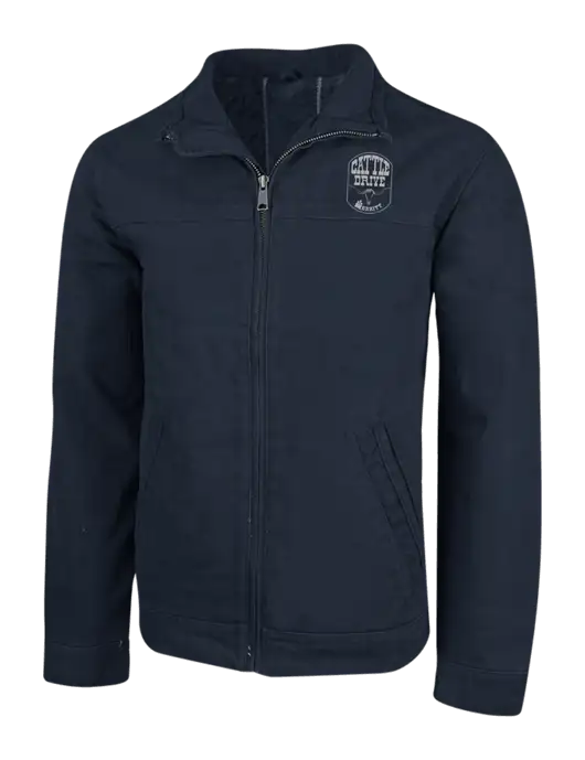 Cornerstone Navy Washed Duck Cloth Flannel Lined Work Jacket w/Cattle Drive Logo