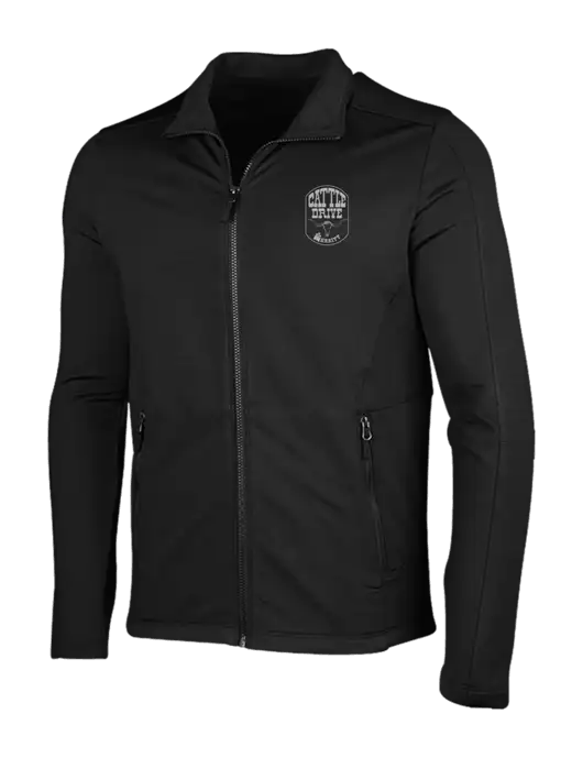 Deep Black Grid Fleece Jacket w/Cattle Drive Logo