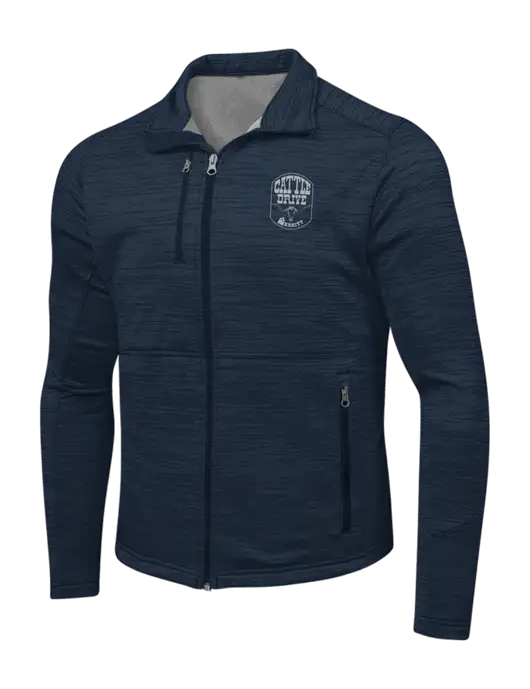 Navy Digi Stripe Fleece Jacket w/Cattle Drive Logo