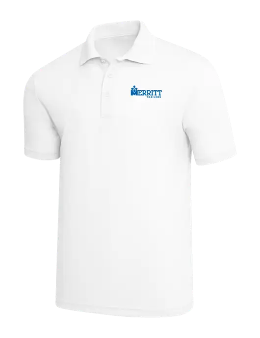 White PosiCharge RacerMesh Polo w/Merritt Trailers Logo