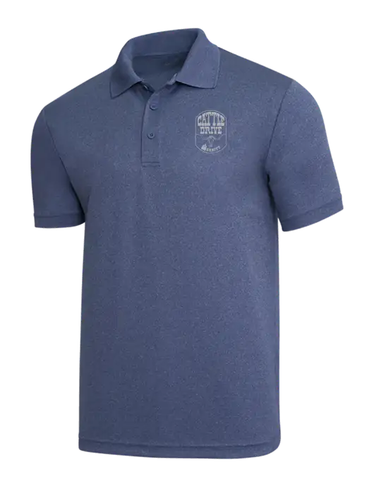 Light Navy Heather PosiCharge RacerMesh Polo w/Cattle Drive Logo