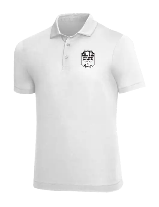 Mercer+Mettle White Stretch Jersey Polo w/Cattle Drive Logo