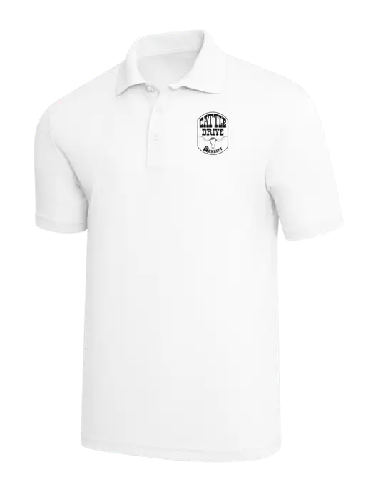 White PosiCharge RacerMesh Polo w/Cattle Drive Logo