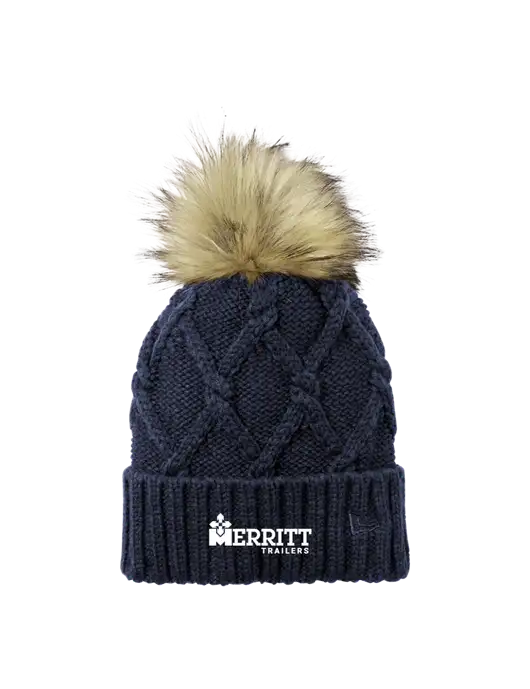 New Era Navy Faux Fur Pom Beanie w/Merritt Trailers Logo
