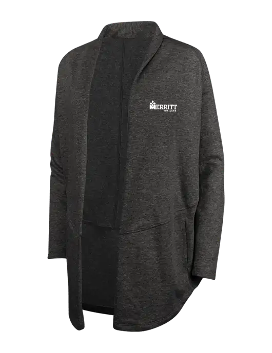 Charcoal Heather/ Medium Heather Grey Womens Interlock Cardigan w/Merritt Trailers Logo