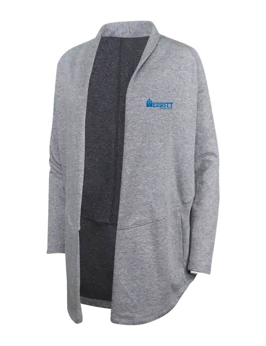 Medium Heather Grey/Char Heather Womens Interlock Cardigan w/Merritt Trailers Logo
