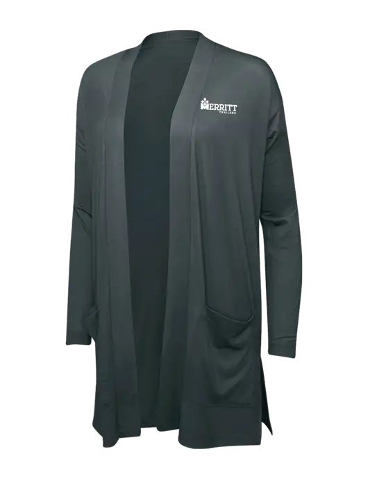 Smoke Grey Womens Concept Long Pocket Cardigan w/Merritt Trailers Logo