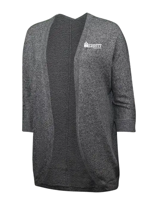 Warm Grey Womens Marled Cocoon Sweater w/Merritt Trailers Logo