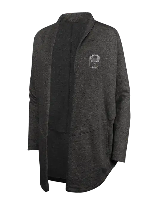 Charcoal Heather/ Medium Heather Grey Womens Interlock Cardigan w/Cattle Drive Logo