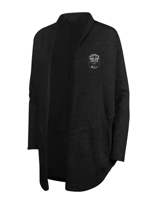 Deep Black/Charcoal Heather Womens Interlock Cardigan w/Cattle Drive Logo