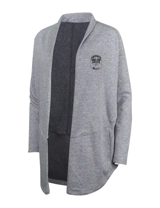 Medium Heather Grey/Char Heather Womens Interlock Cardigan w/Cattle Drive Logo