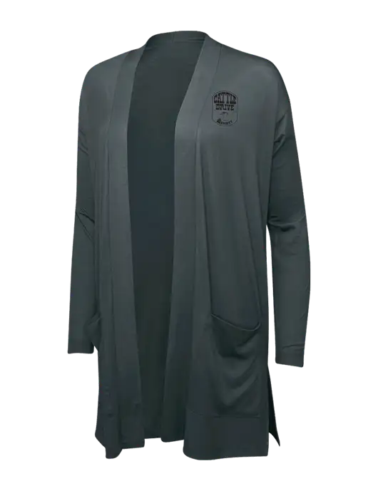 Smoke Grey Womens Concept Long Pocket Cardigan w/Cattle Drive Logo