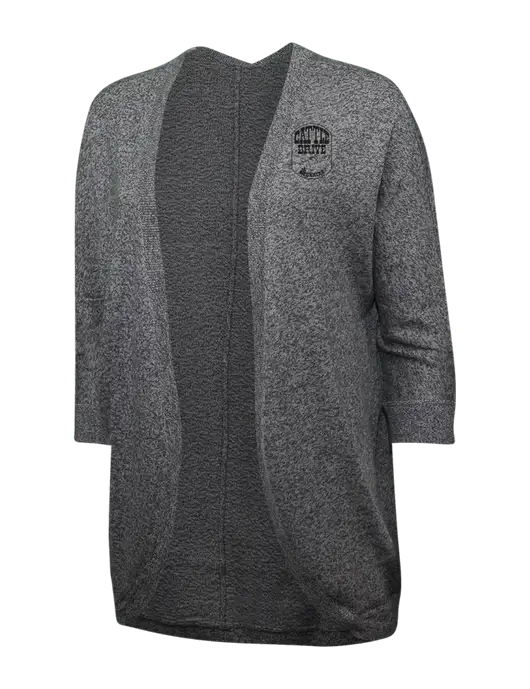 Warm Grey Womens Marled Cocoon Sweater w/Cattle Drive Logo