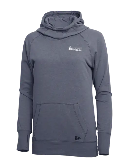 New Era True Navy Heather Womens Tri-Blend Fleece Pullover Hoodie w/Merritt Trailers Logo