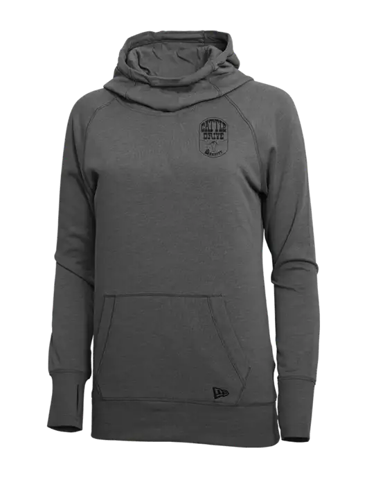 New Era Black Heather Womens Tri-Blend Fleece Pullover Hoodie w/Cattle Drive Logo