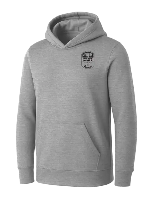 Womens Light Grey Heather Core Fleece Pullover Hooded Sweatshirt w/Cattle Drive Logo