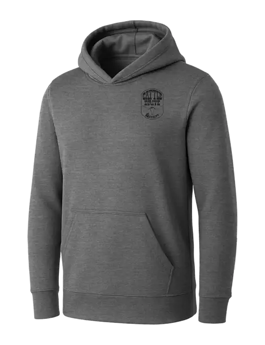 Womens Medium Grey Heather Core Fleece Pullover Hooded Sweatshirt w/Cattle Drive Logo