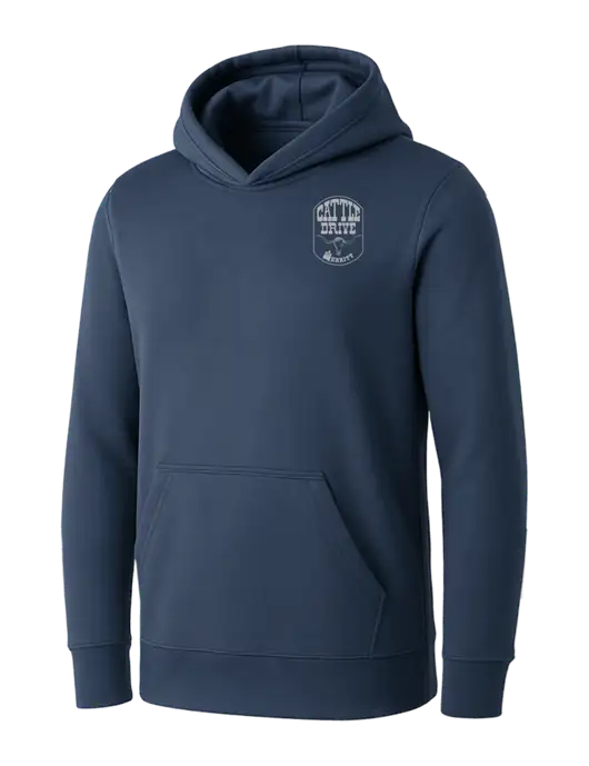 Womens Navy Core Fleece Pullover Hooded Sweatshirt w/Cattle Drive Logo