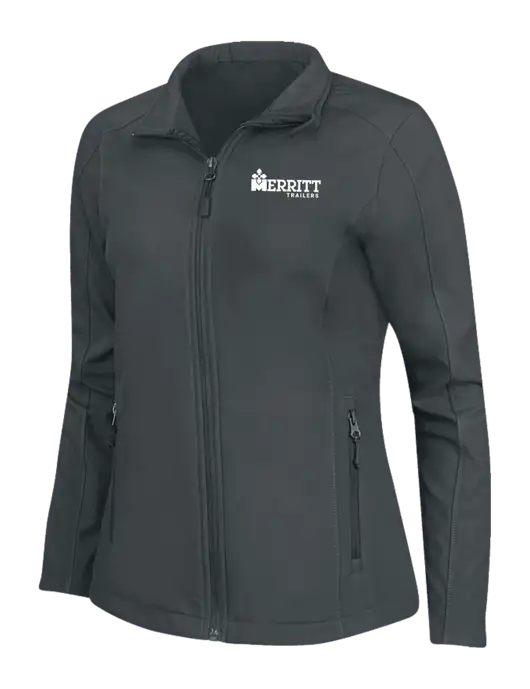 Charcoal Grey Womens Core Soft Shell Jacket w/Merritt Trailers Logo