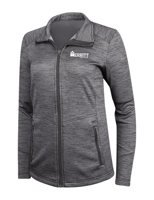 Womens Dark Grey Digi Stripe Fleece Jacket w/Merritt Trailers Logo