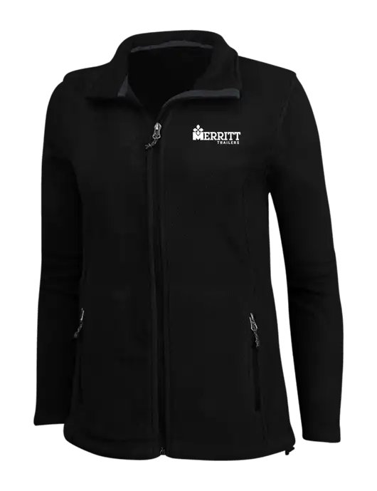 Womens Black Fleece Jacket w/Merritt Trailers Logo