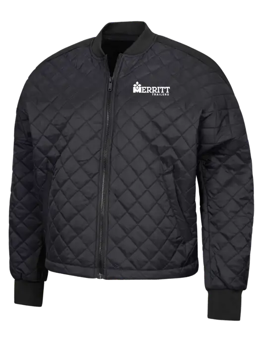 Mercer+Mettle Black Womens Boxy Quilted Jacket w/Merritt Trailers Logo