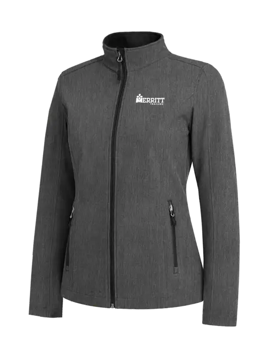 Medium Grey Heather Womens Core Soft Shell Jacket w/Merritt Trailers Logo