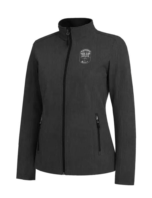 Black Charcoal Heather Womens Core Soft Shell Jacket w/Cattle Drive Logo