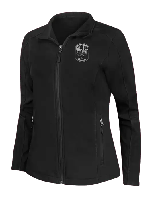 Black Womens Core Soft Shell Jacket w/Cattle Drive Logo