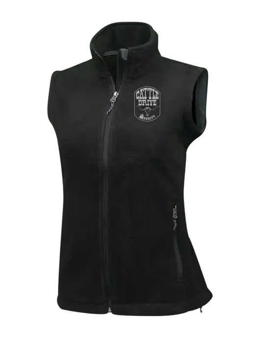 Womens Black Fleece Vest w/Cattle Drive Logo