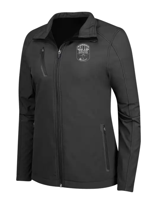 Black Womens Welded Softshell Jacket w/Cattle Drive Logo